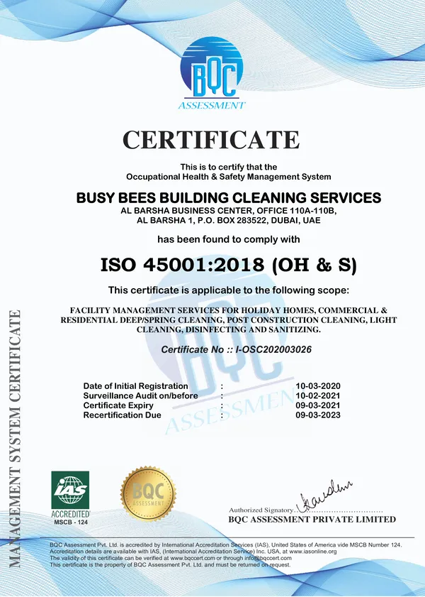 ISO 9001 Certification BusyBees Dubai