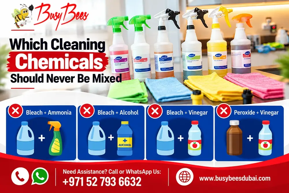 Household cleaning products kept separate to prevent dangerous chemical mixtures