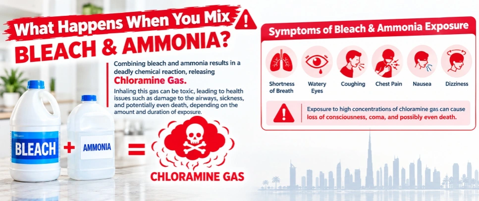Bleach + Ammonia = Toxic Chloramine Gases