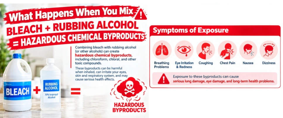 3. Bleach + Rubbing Alcohol = Hazardous Chemical Byproducts